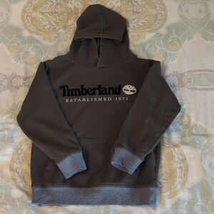 Kids Timberland Olive Green Hoodie with Gray Accents